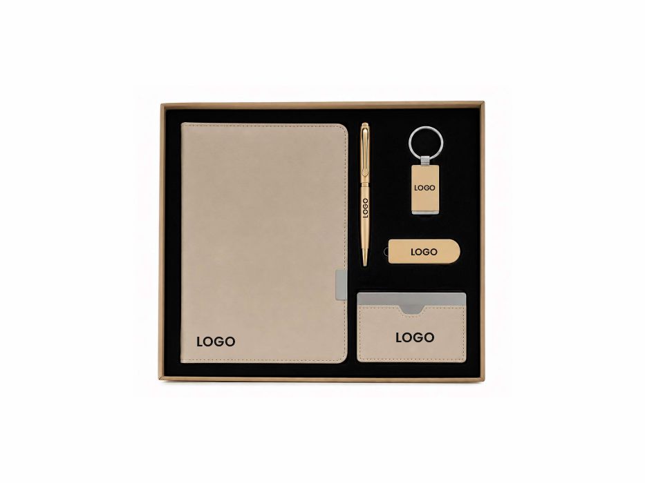 Wooden gift set: Journal, pen, keychain, USB, card holder (5in1) 