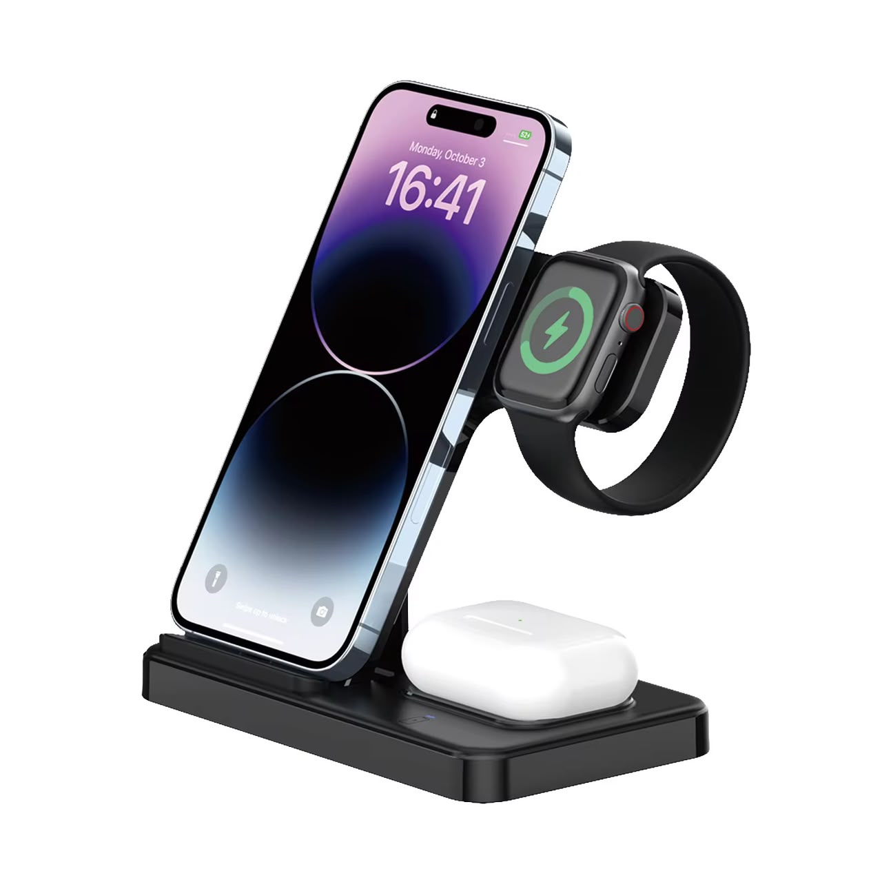 3 In 1 Wireless Charger Vertical Stand, LED Touch Light