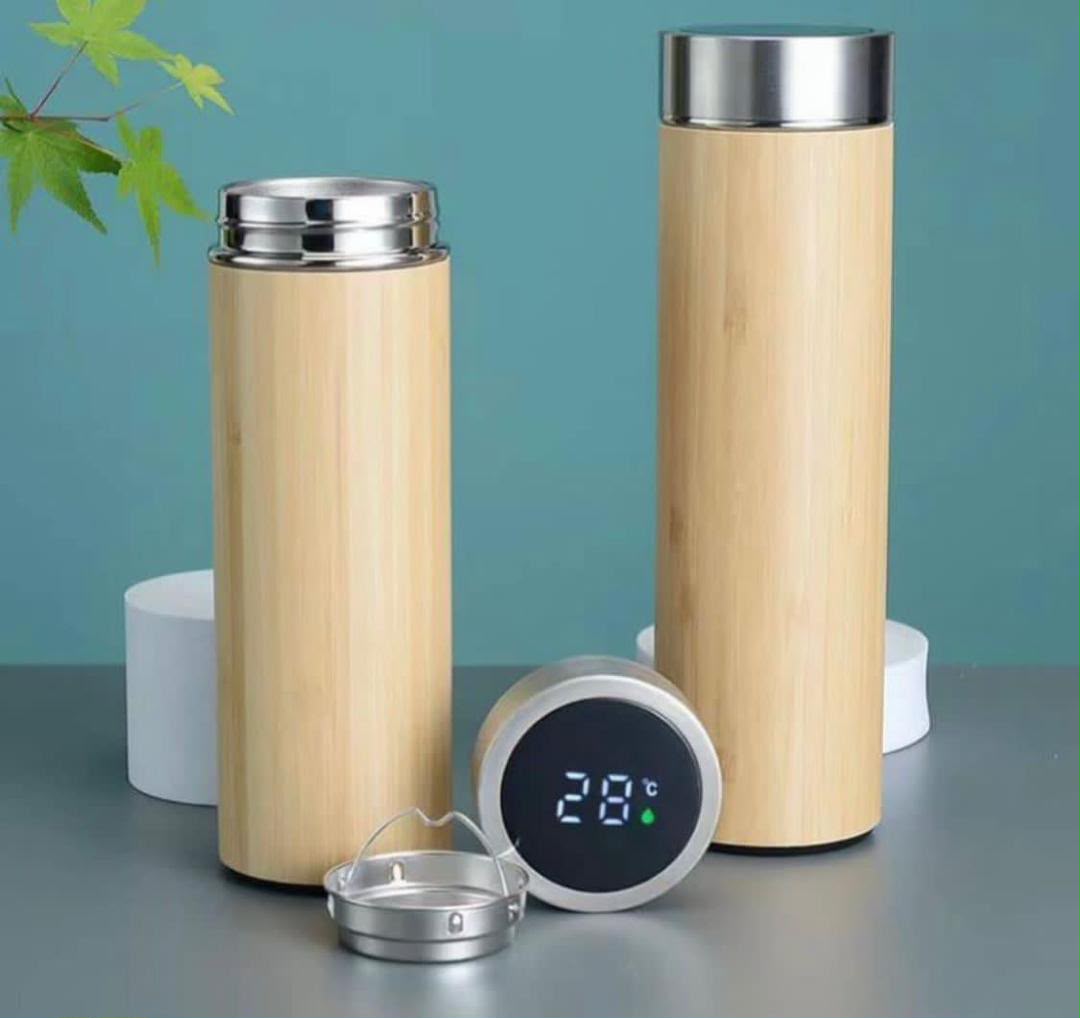 smart temperature wooden flask