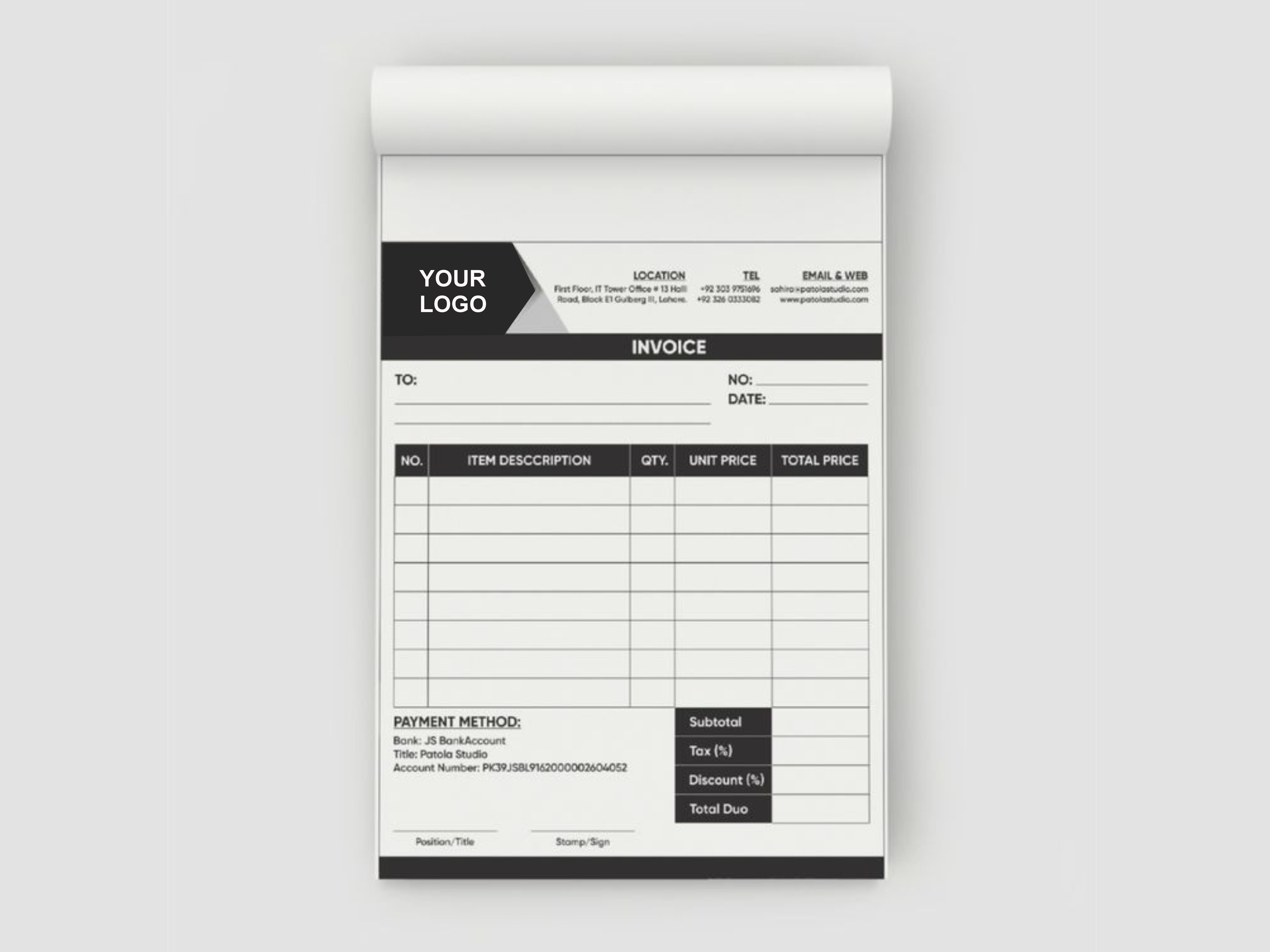 Receipt / Invoice / Waybill (size A4)
