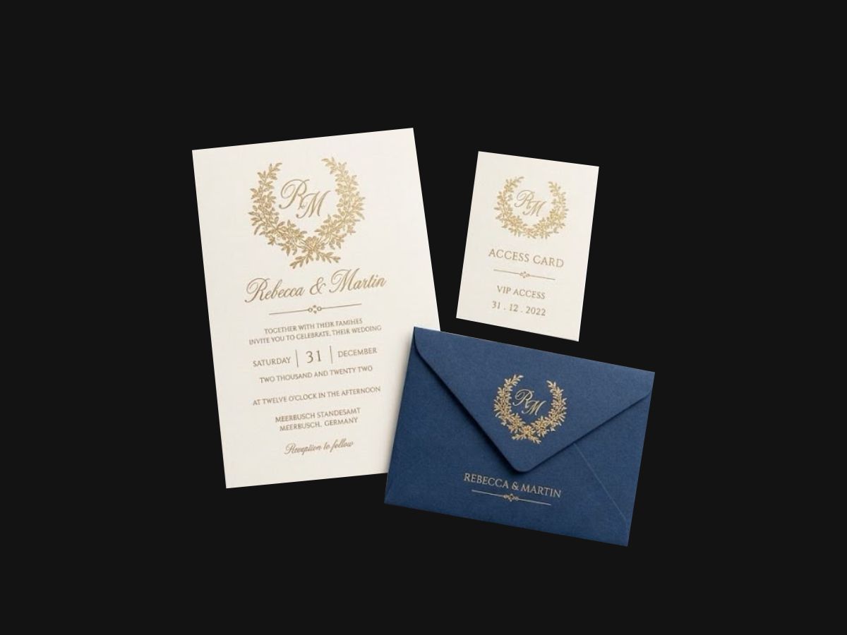 Luxury Invitation card + access card + envelope(foil print)A5